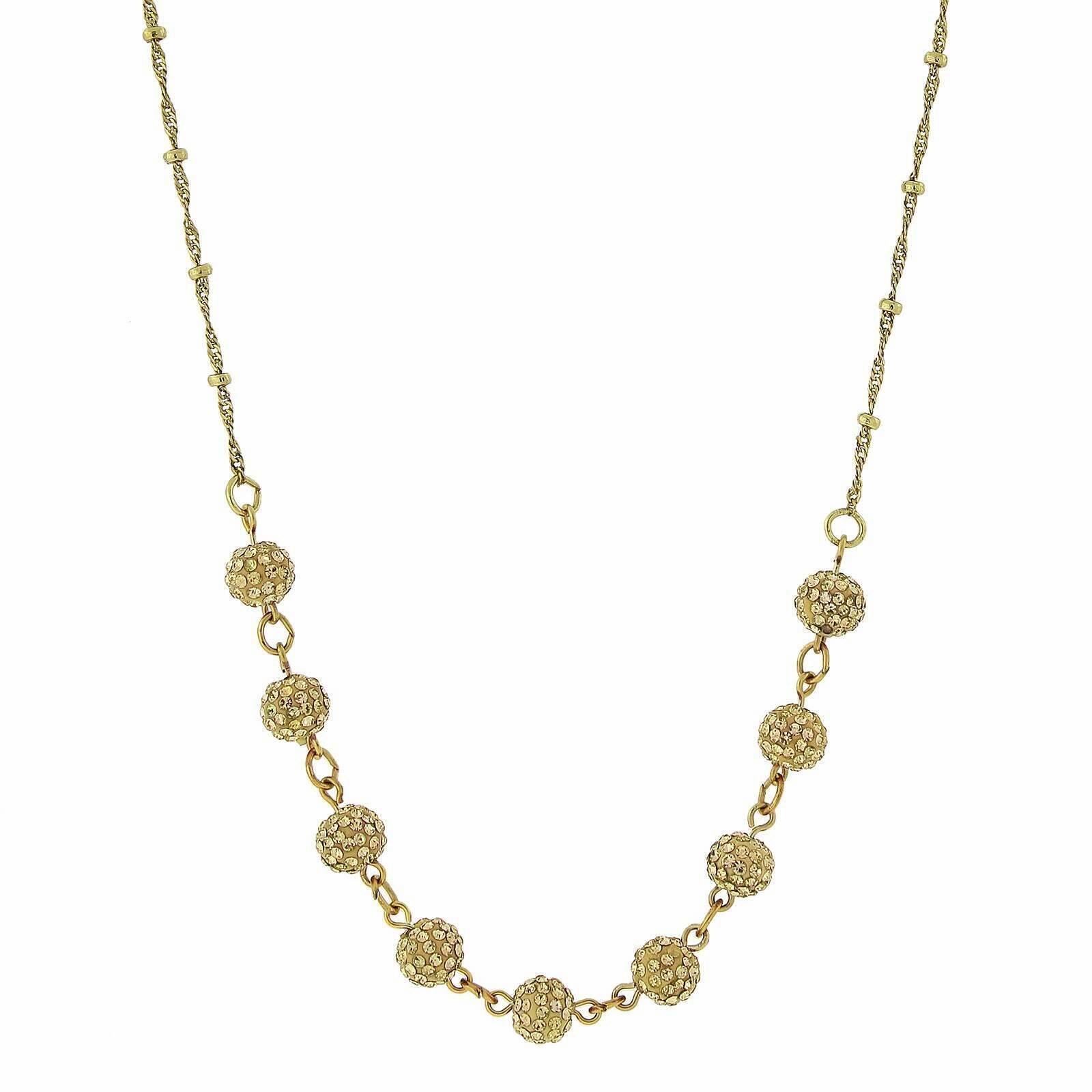 1928 Jewelry Crystal Fireball Pave Necklace 16"   3" Extender