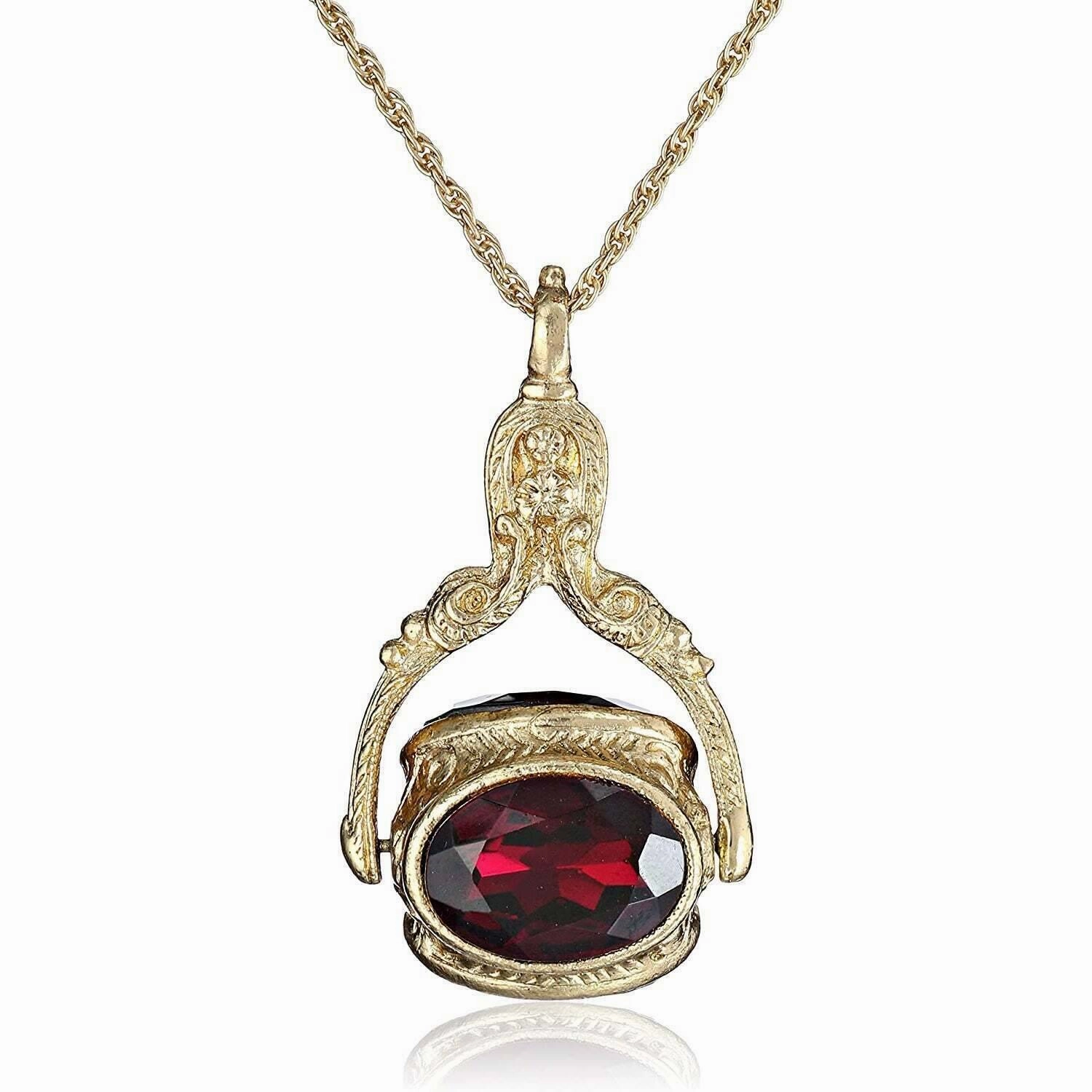 1928 Jewelry Vintage-Inspired Rotating 3 Sided Crystal Spinner Pendant Necklace 30"