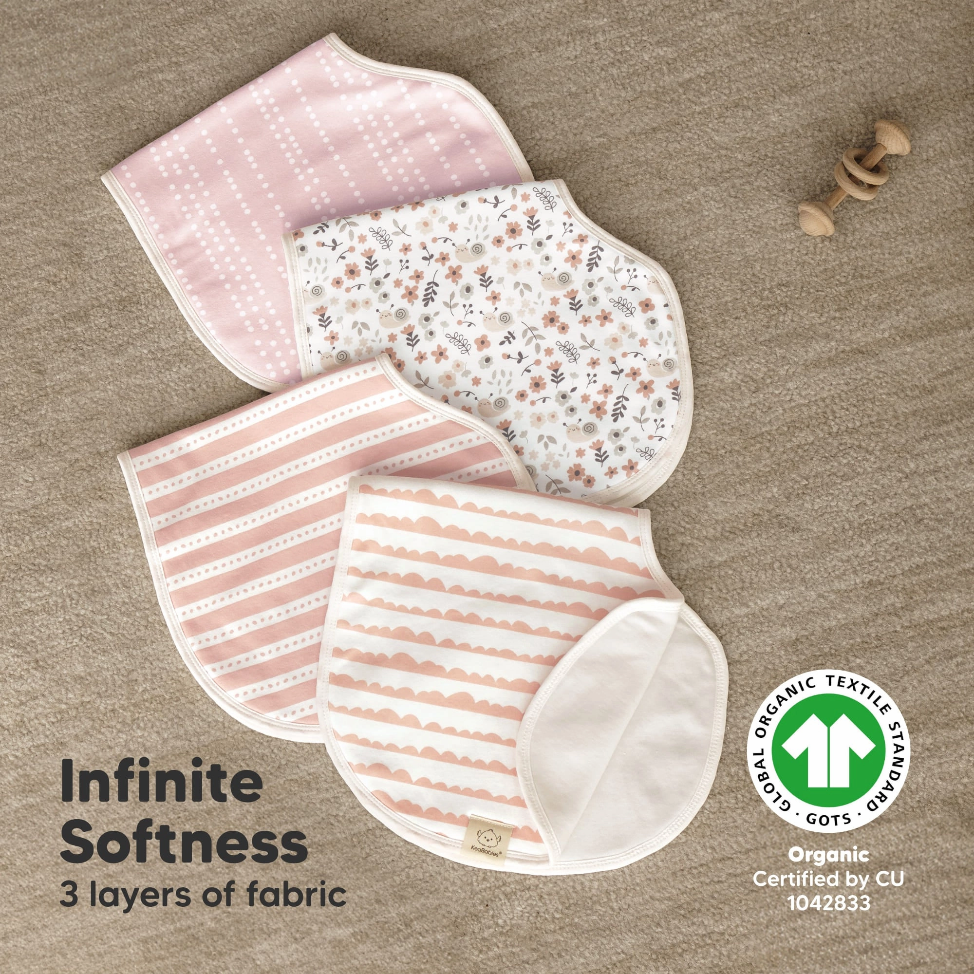 4-Pack Hallo Burp Cloths (Sweet Charm)