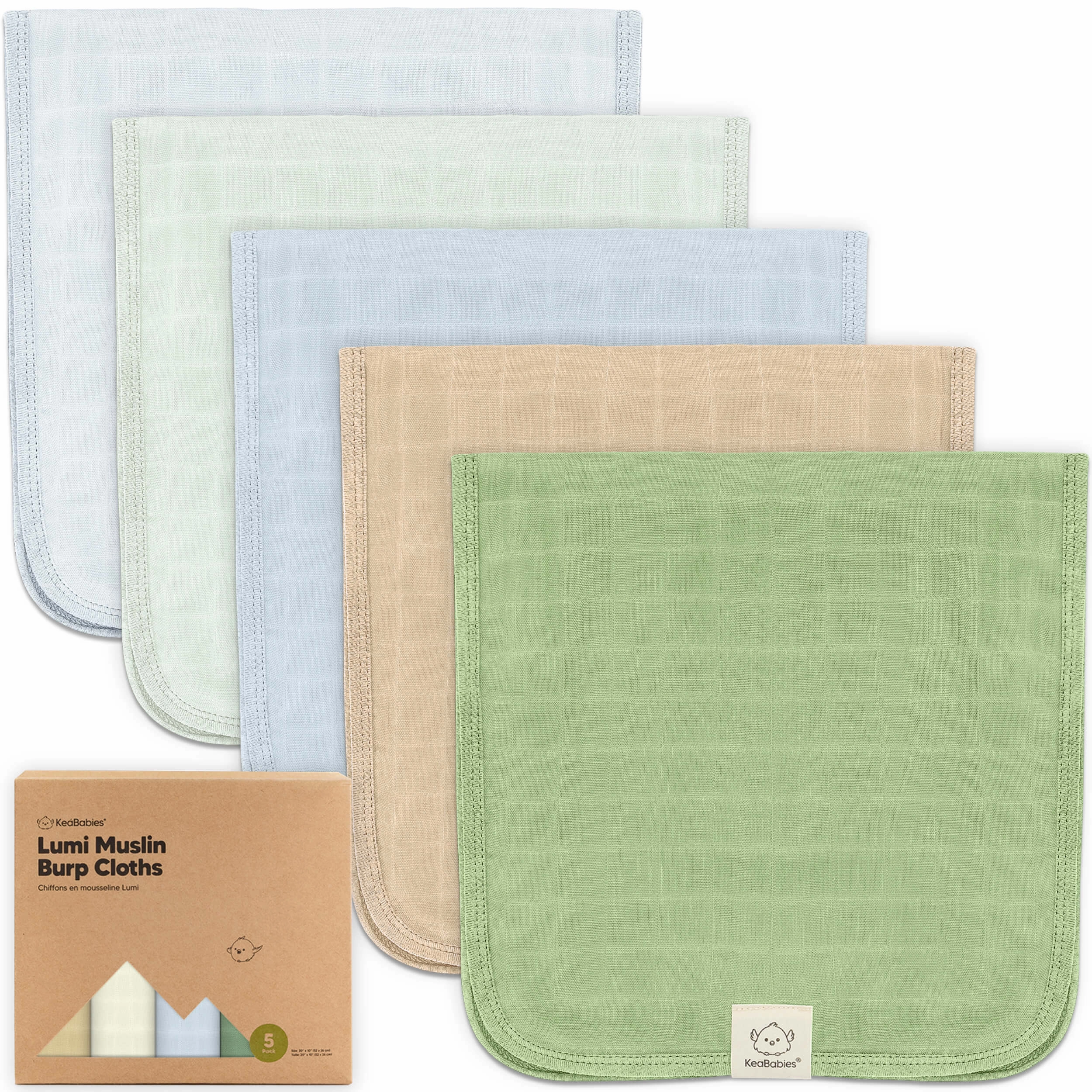 5-Pack Lumi Muslin Burp Cloths