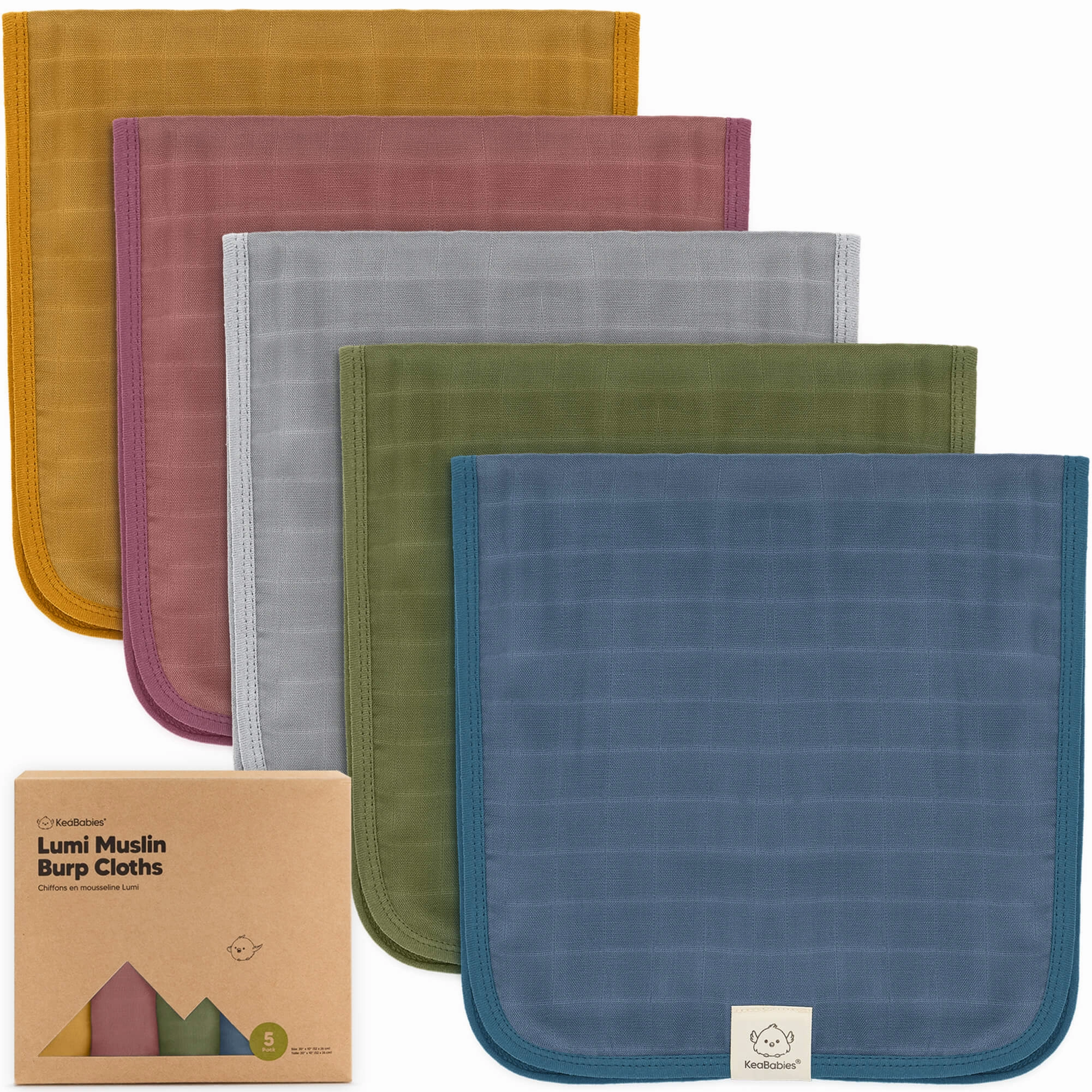 5-Pack Lumi Muslin Burp Cloths