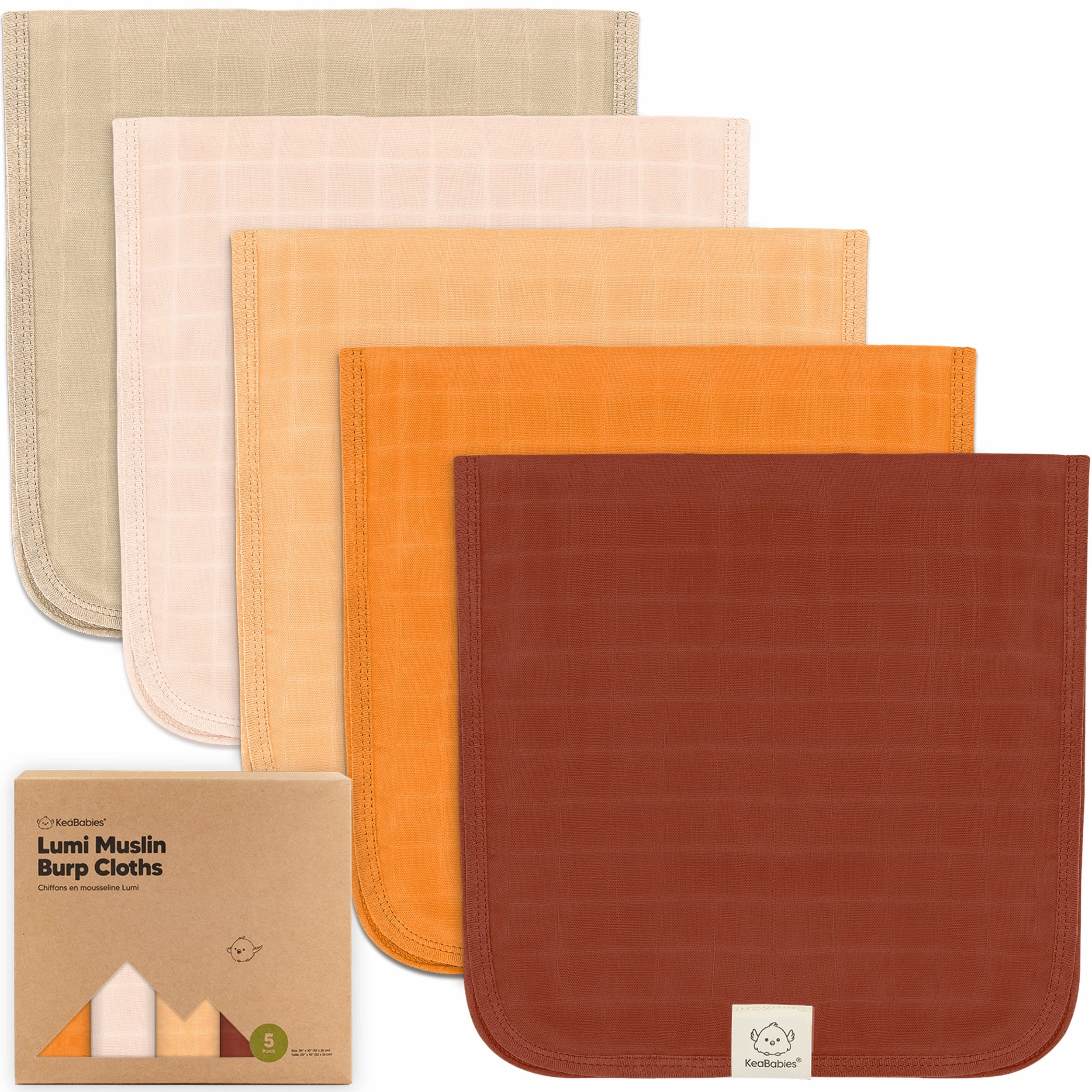 5-Pack Lumi Muslin Burp Cloths
