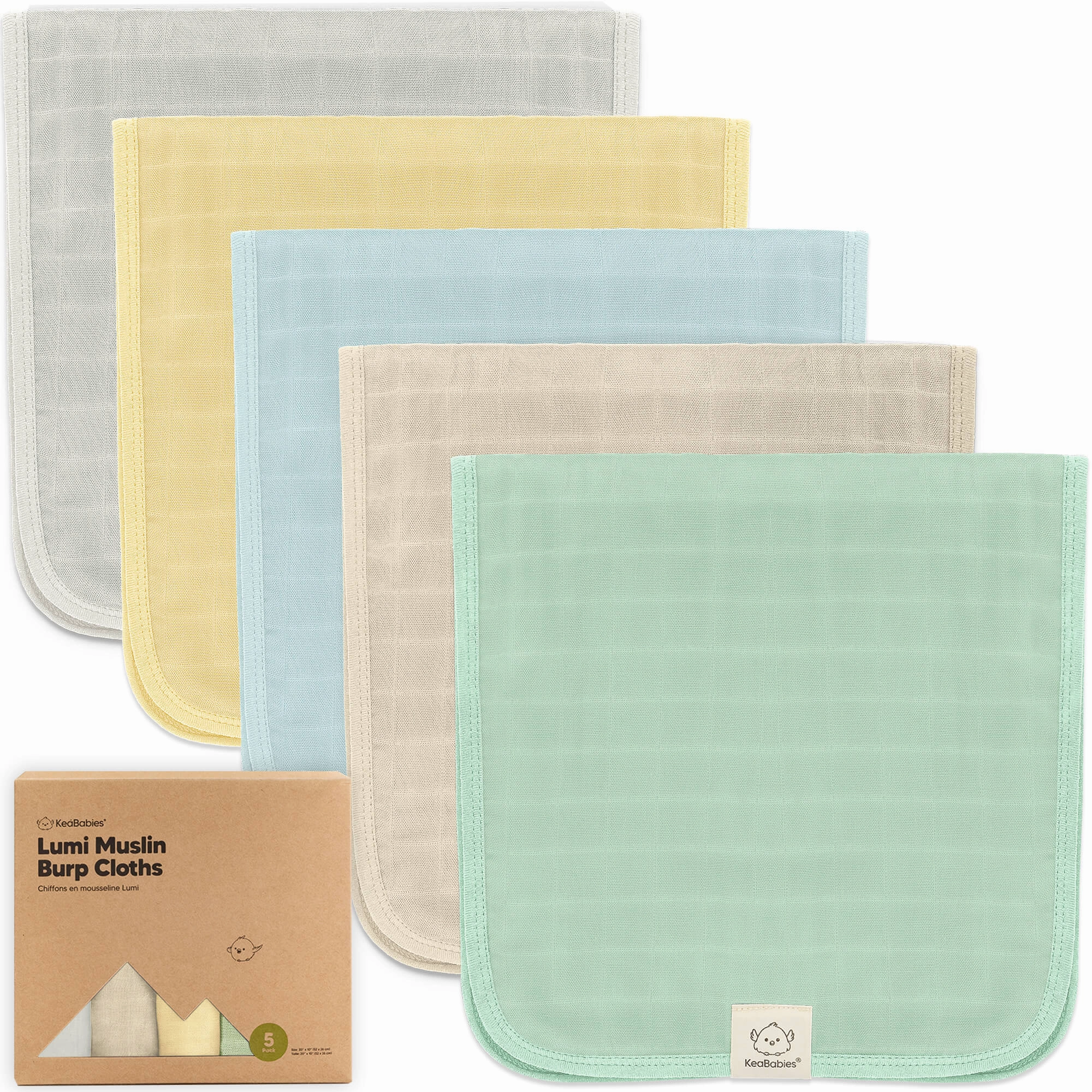 5-Pack Lumi Muslin Burp Cloths
