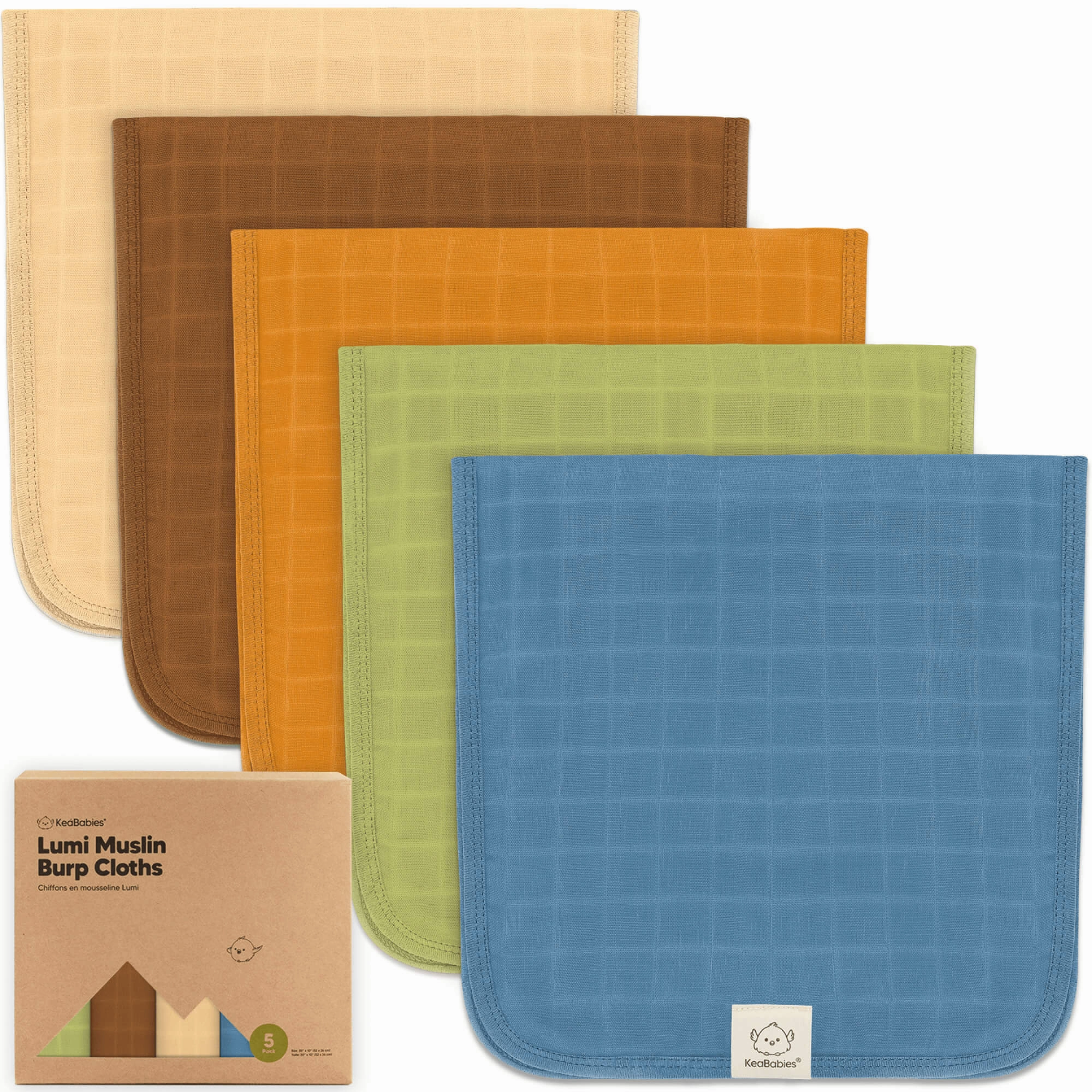 5-Pack Lumi Muslin Burp Cloths