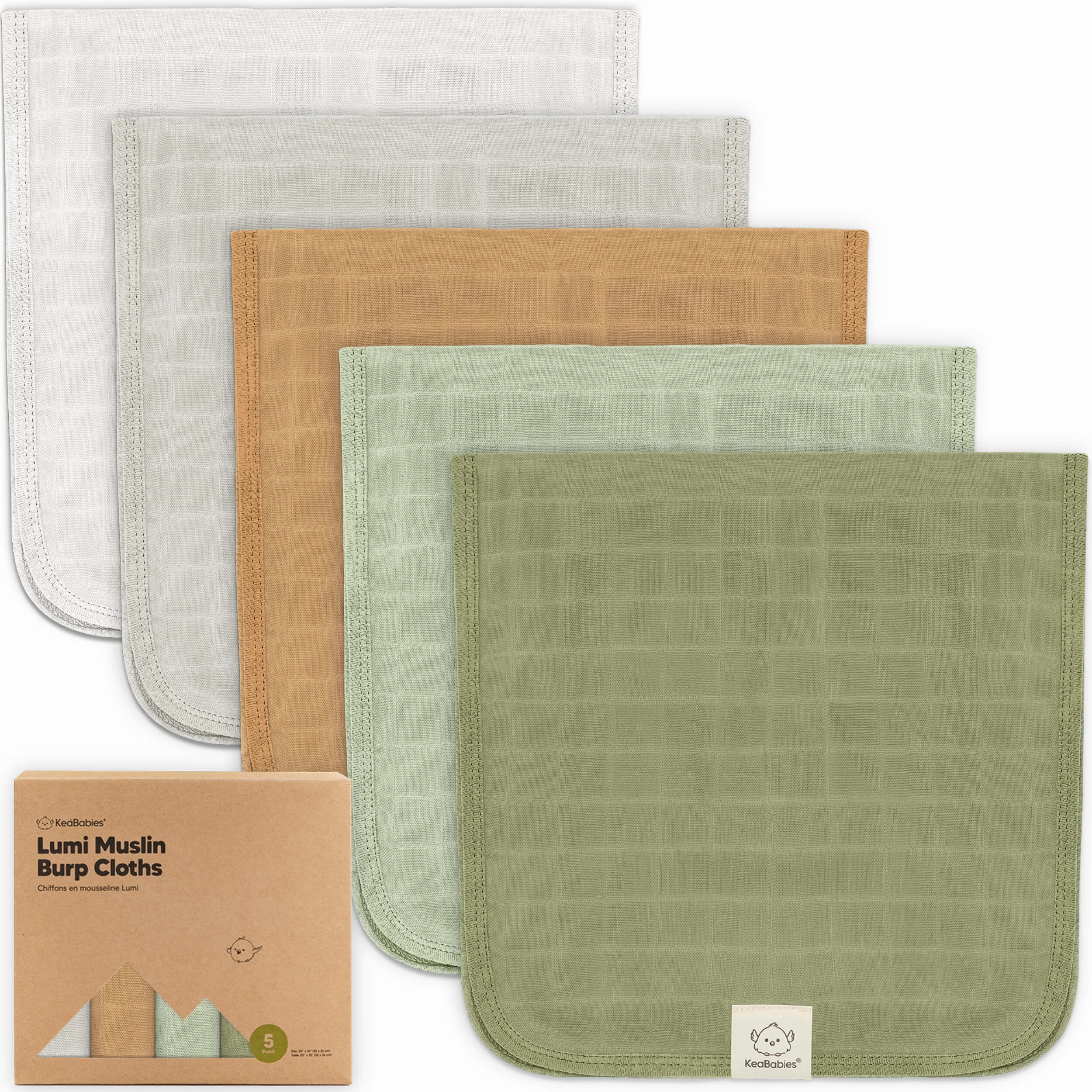 5-Pack Lumi Muslin Burp Cloths