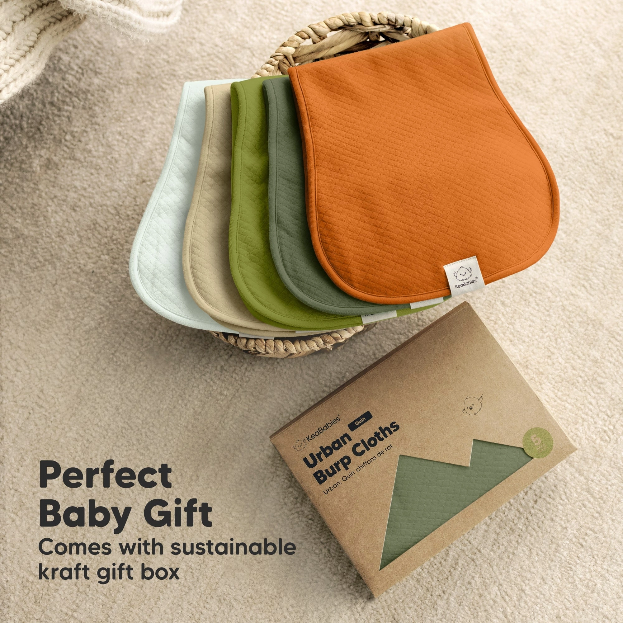 5-Pack Urban Quin Burp Cloths (Palms)