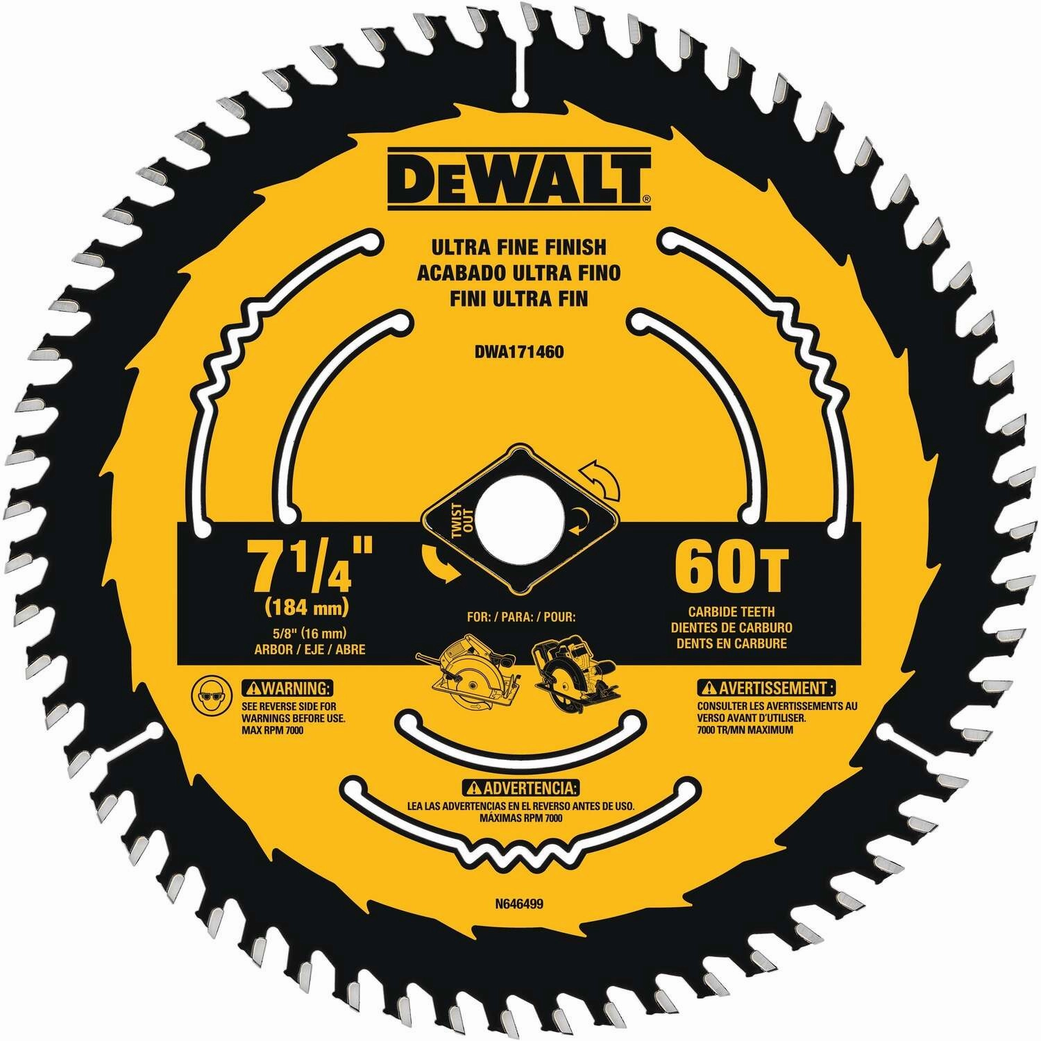 7-1/4 IN. X 5/8 IN. 60-Tooth Tungsten Carbide Circular Saw Blade