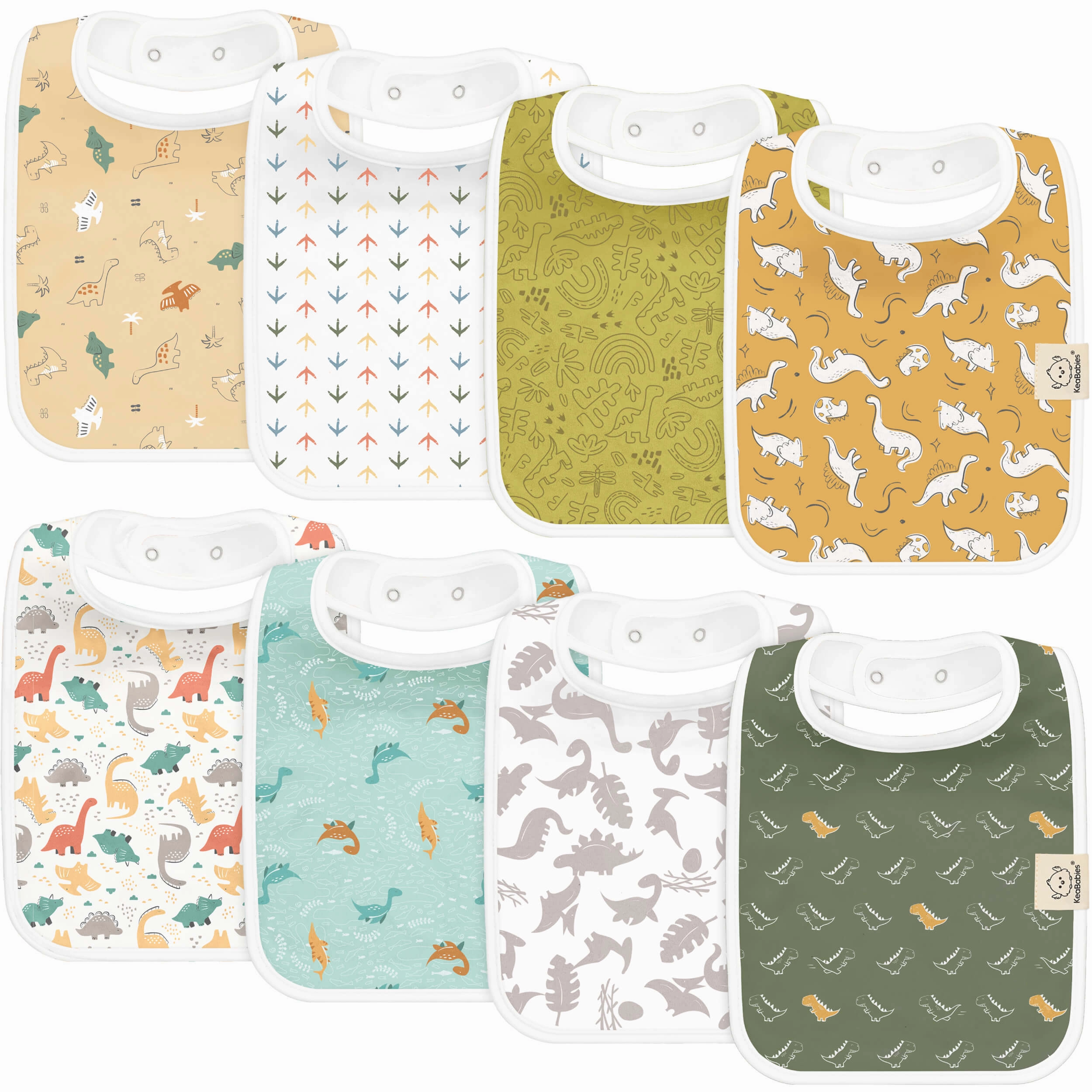 8-Pack Coast Drool Bibs (Mesozoic)