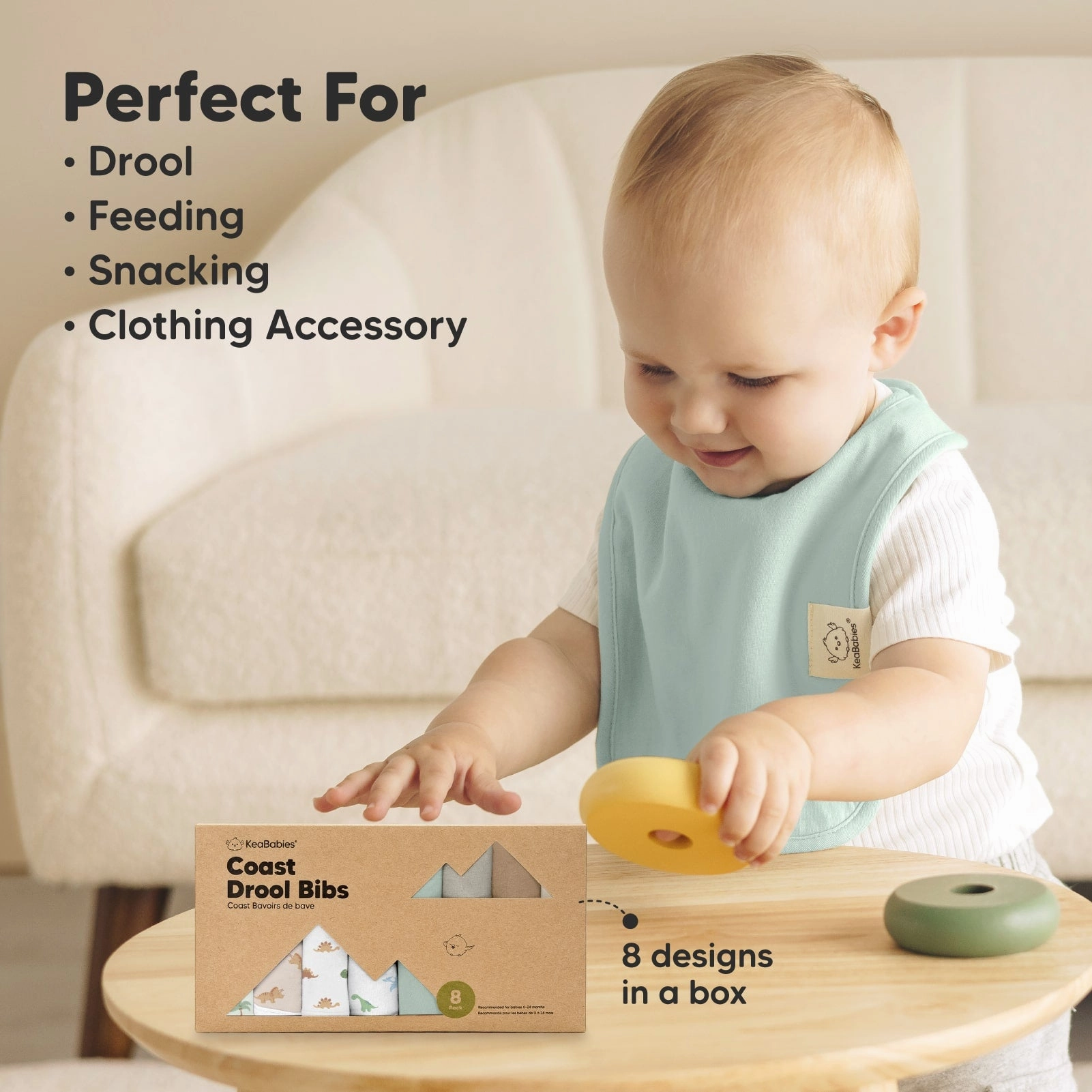 8-Pack Coast Drool Bibs (Roarsome)