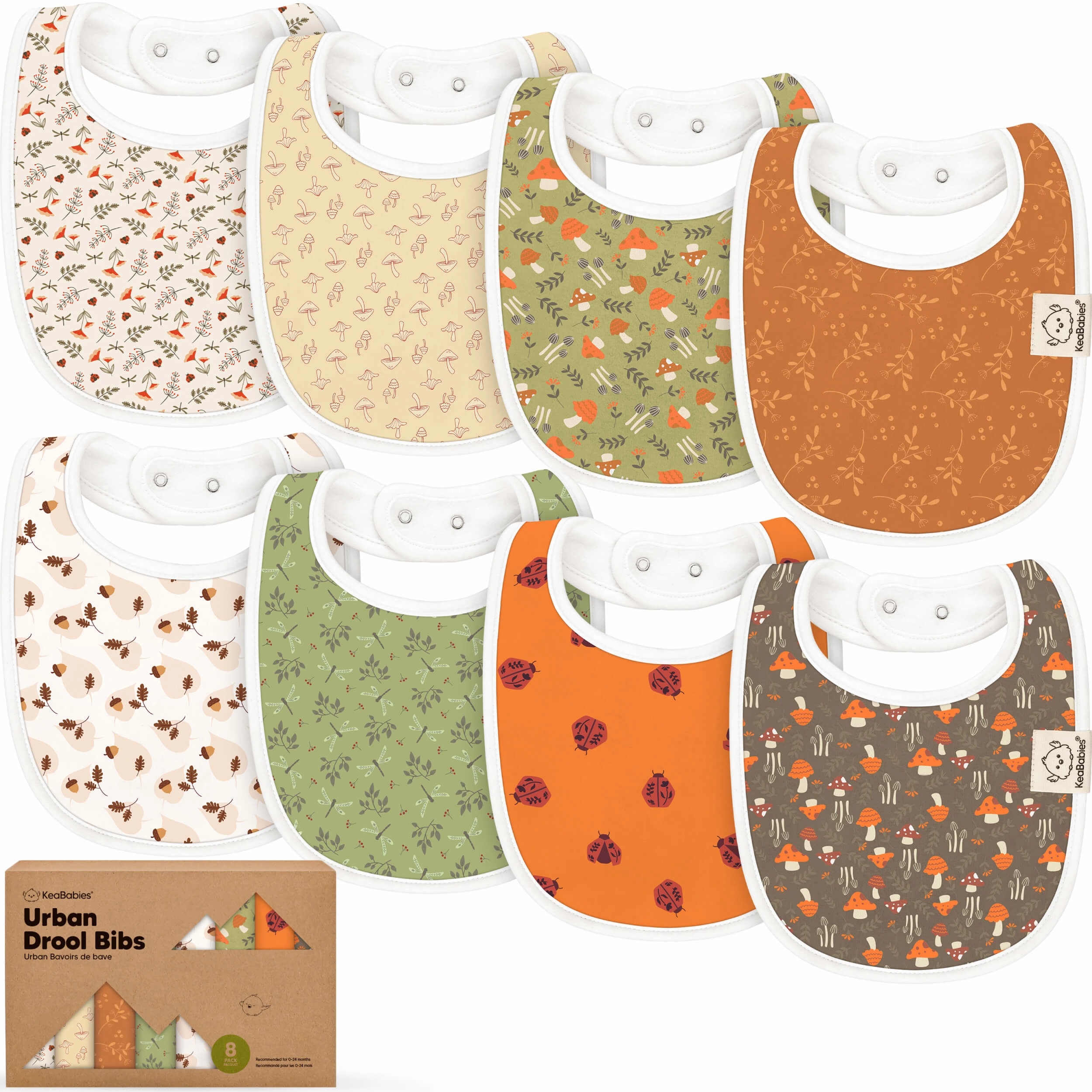 8-Pack Urban Drool Bibs (Fall Spores)