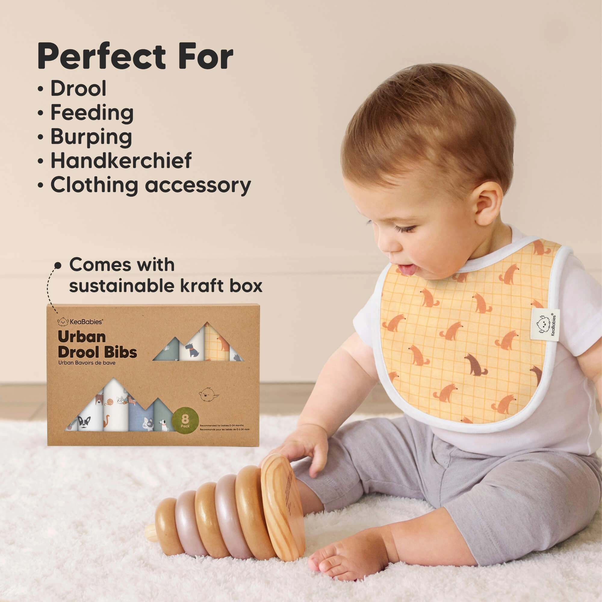 8-Pack Urban Drool Bibs (Fall Spores)