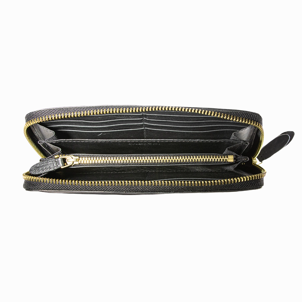 Accordion Zip Wallet Black