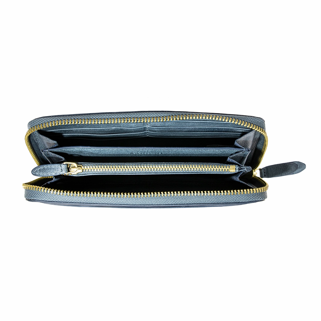 Accordion Zip Wallet Blue