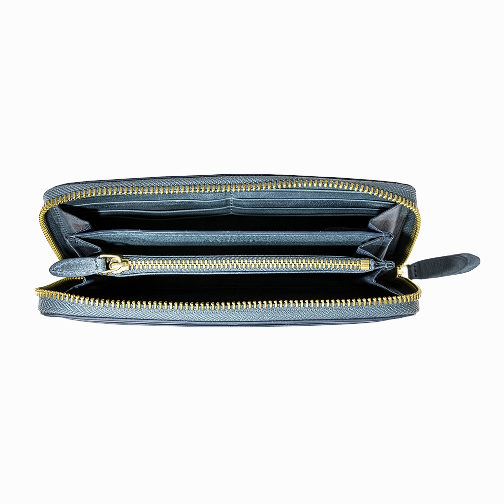 Accordion Zip Wallet Blue