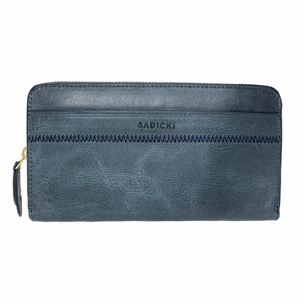 Accordion Zip Wallet Blue