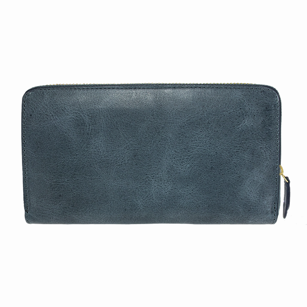 Accordion Zip Wallet Blue