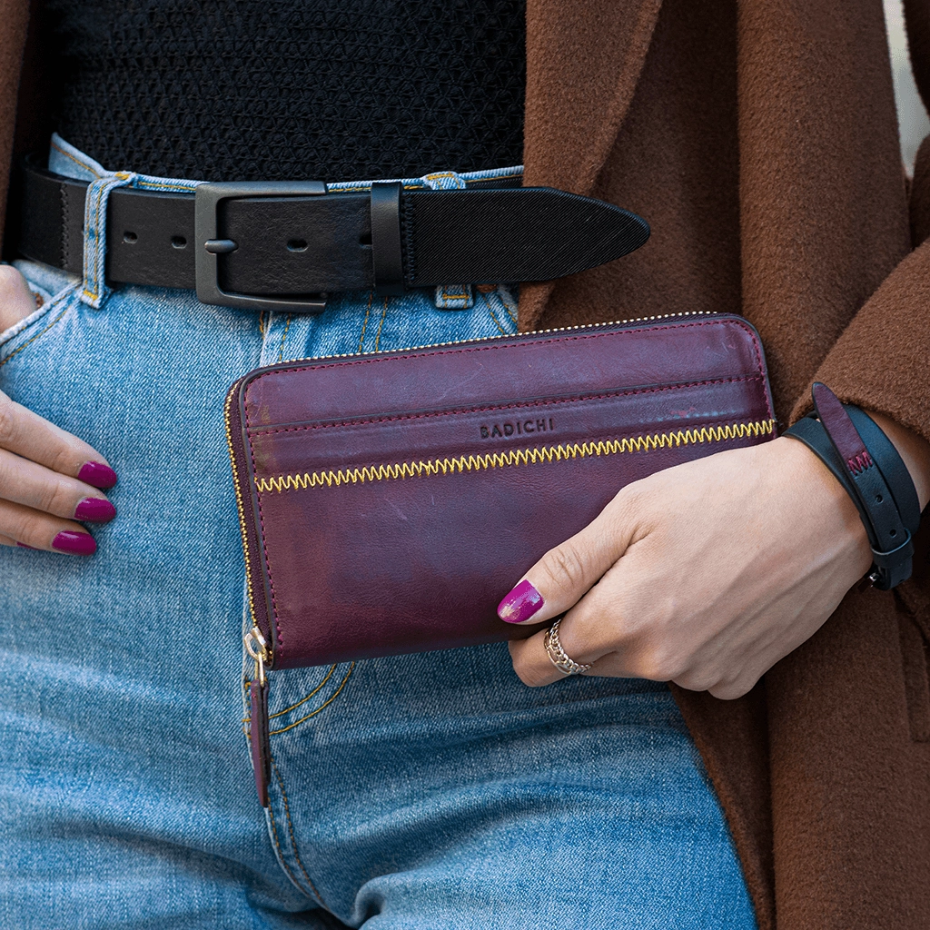 Accordion Zip Wallet Burgundy
