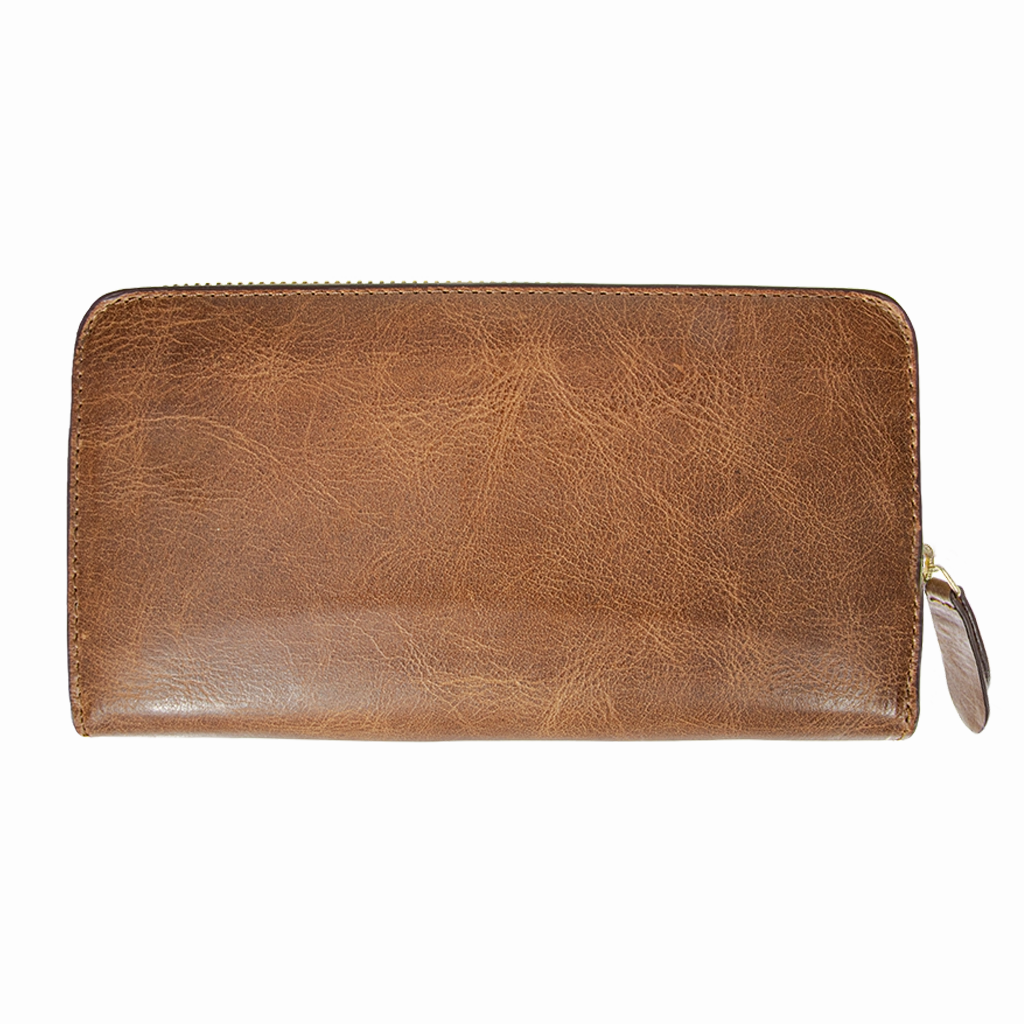 Accordion Zip Wallet Cognac