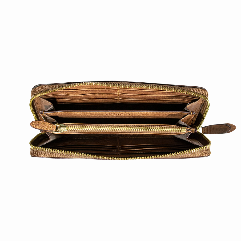 Accordion Zip Wallet Cognac