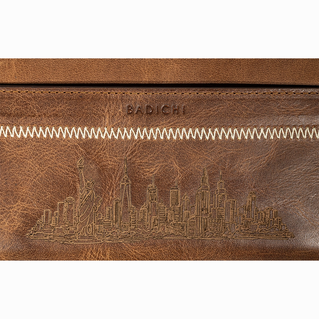 Accordion Zip Wallet NYC Cognac