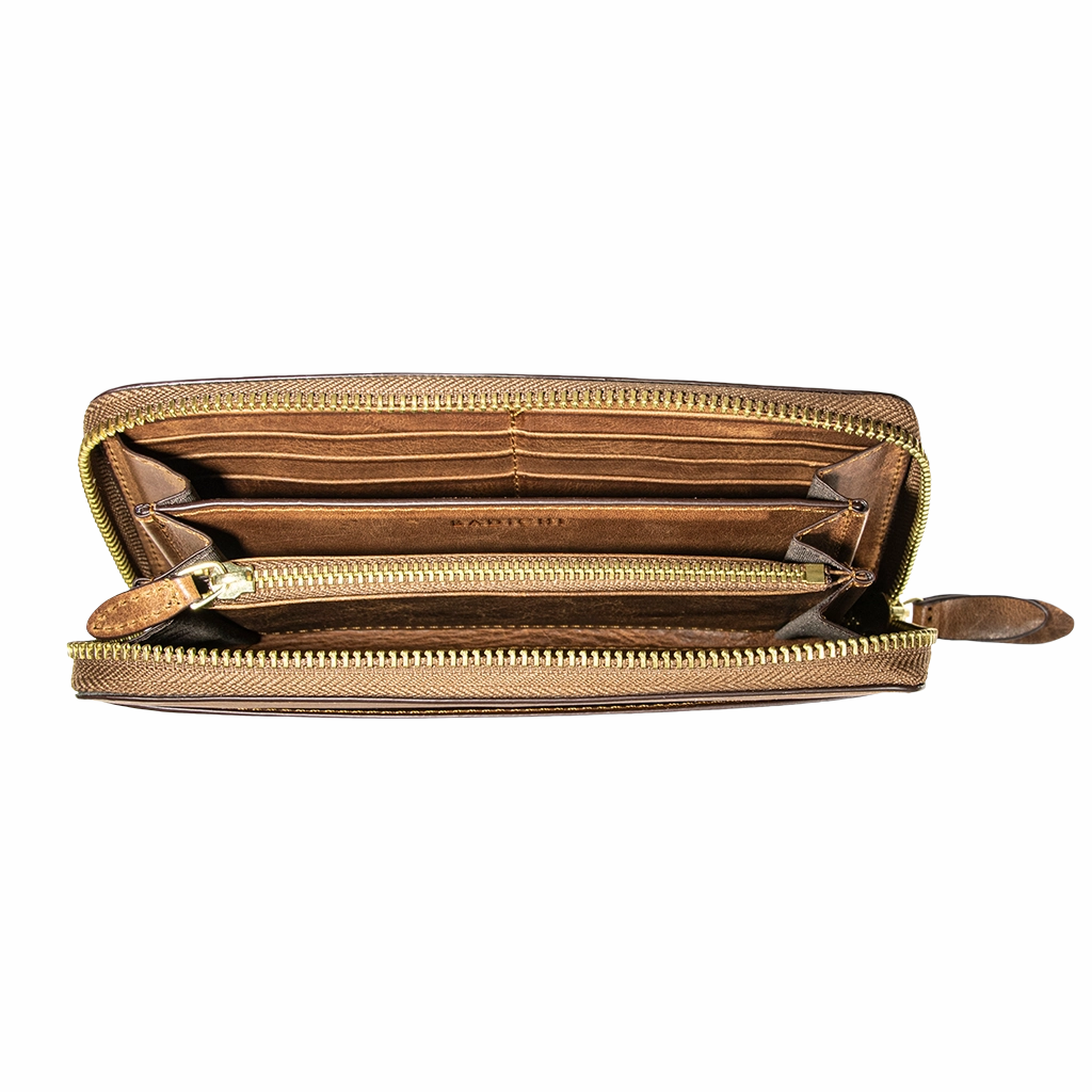 Accordion Zip Wallet NYC Cognac