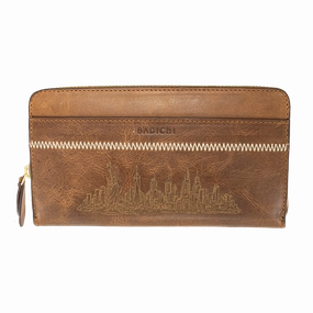 Accordion Zip Wallet NYC Cognac
