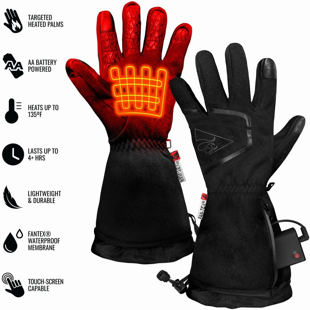 ActionHeat AH-FWGV-AA-M-L-XL Men's AA Battery Heated Featherweight Glove, L/XL Black
