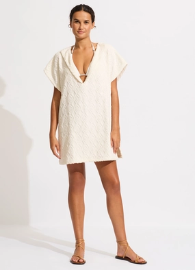 Birds of Paradise Towel Poncho - Latte