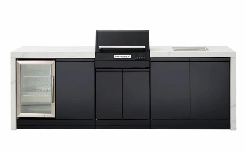 Crossray TCEK-04 BBQ, Cabinet, Sink & Single Fridge