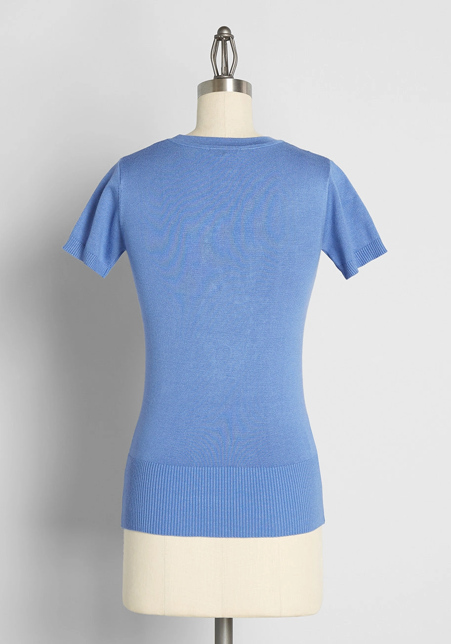 Dachshund Through the Glow Embroidered Knit Top