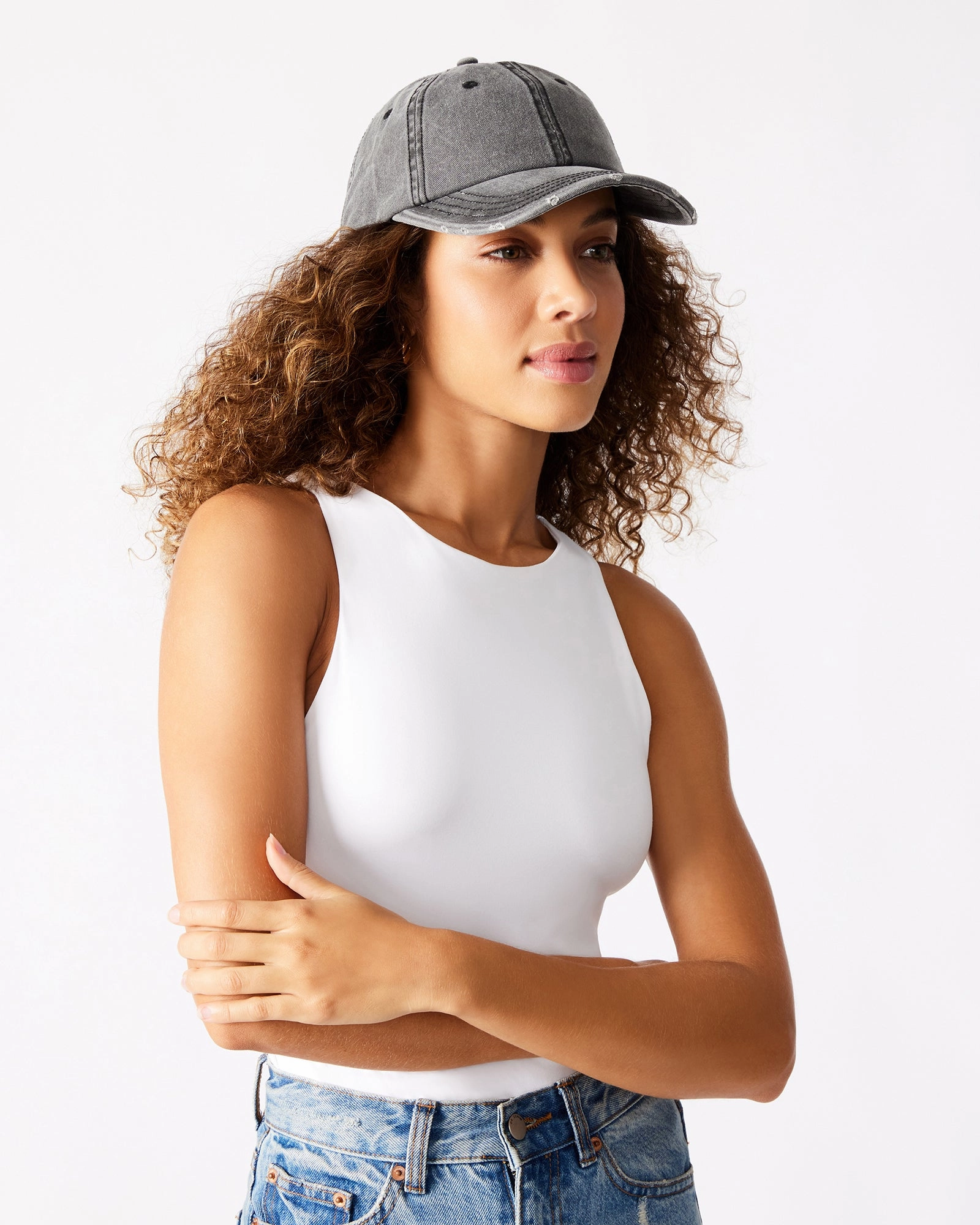 DISTRESSED BASEBALL CAP BLACK