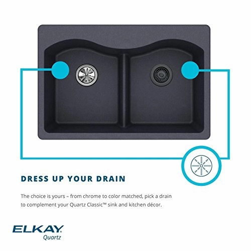 Elkay LKQS35BK Polymer Drain Fitting for 3-1/2 in. Sink Drain Opening in Black