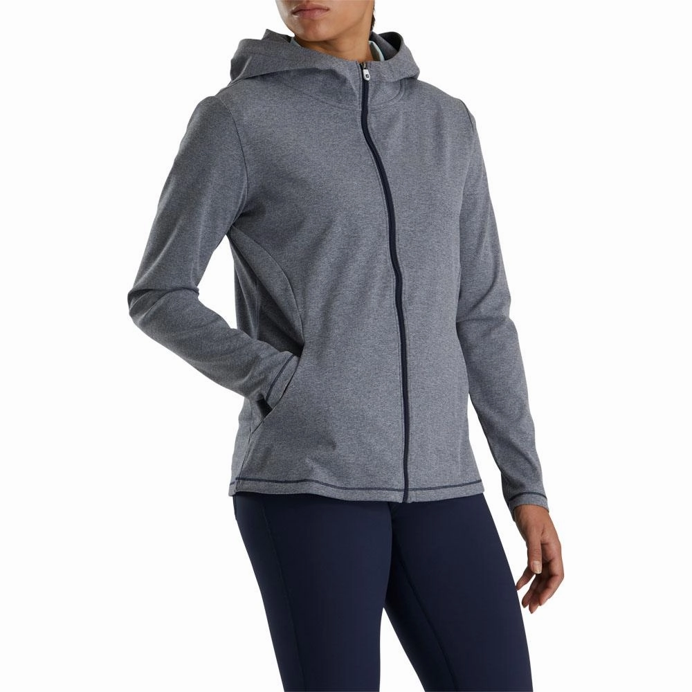 FootJoy Full-Zip Hoodie Golf Jacket Navy Heather - FW22 Women
