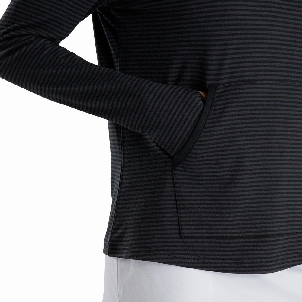 FootJoy Half-Zip Tonal Stripe Midlayer Golf Pullover Black - FW22 Women