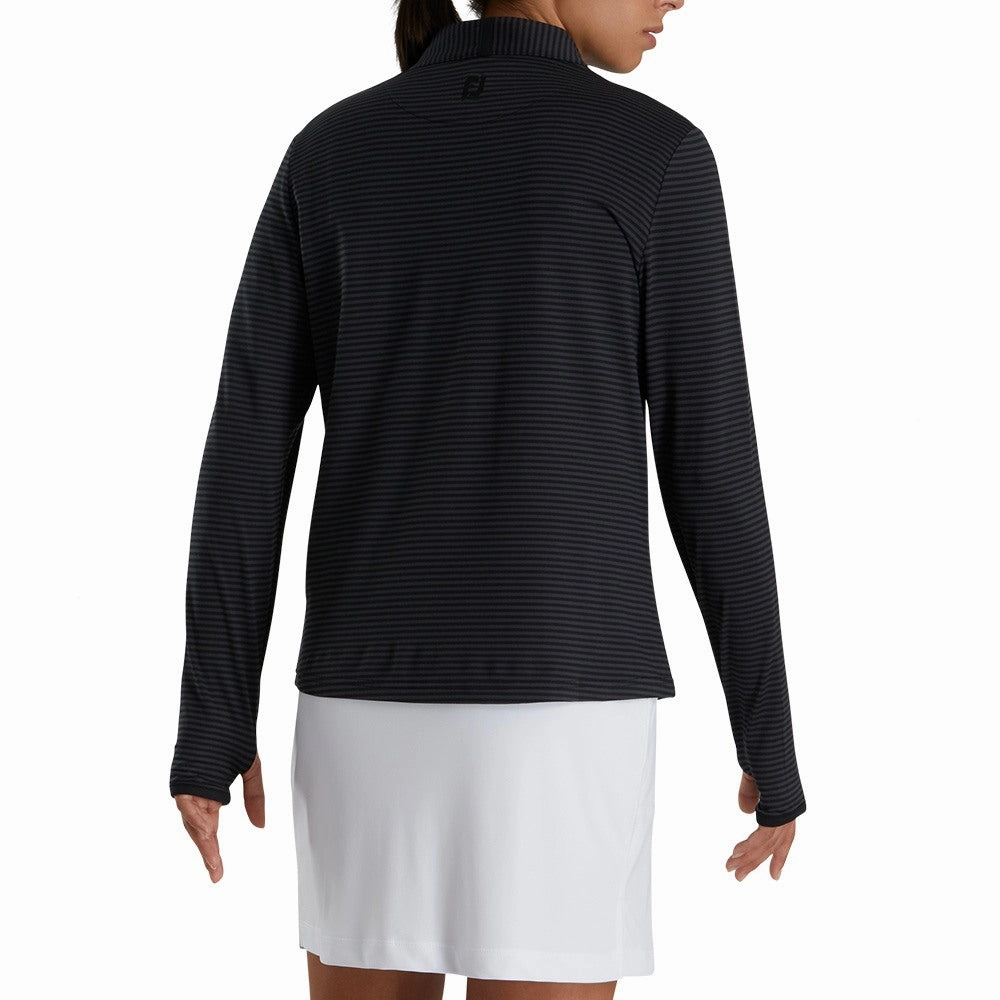FootJoy Half-Zip Tonal Stripe Midlayer Golf Pullover Black - FW22 Women