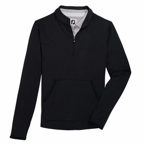 FootJoy Half-Zip Tonal Stripe Midlayer Golf Pullover Black - FW22 Women