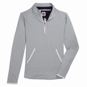 FootJoy Half-Zip Tonal Stripe Midlayer Golf Pullover Gray - FW22 Women