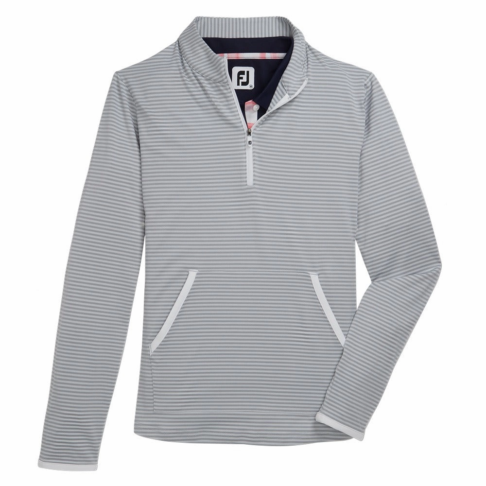FootJoy Half-Zip Tonal Stripe Midlayer Golf Pullover Gray - FW22 Women