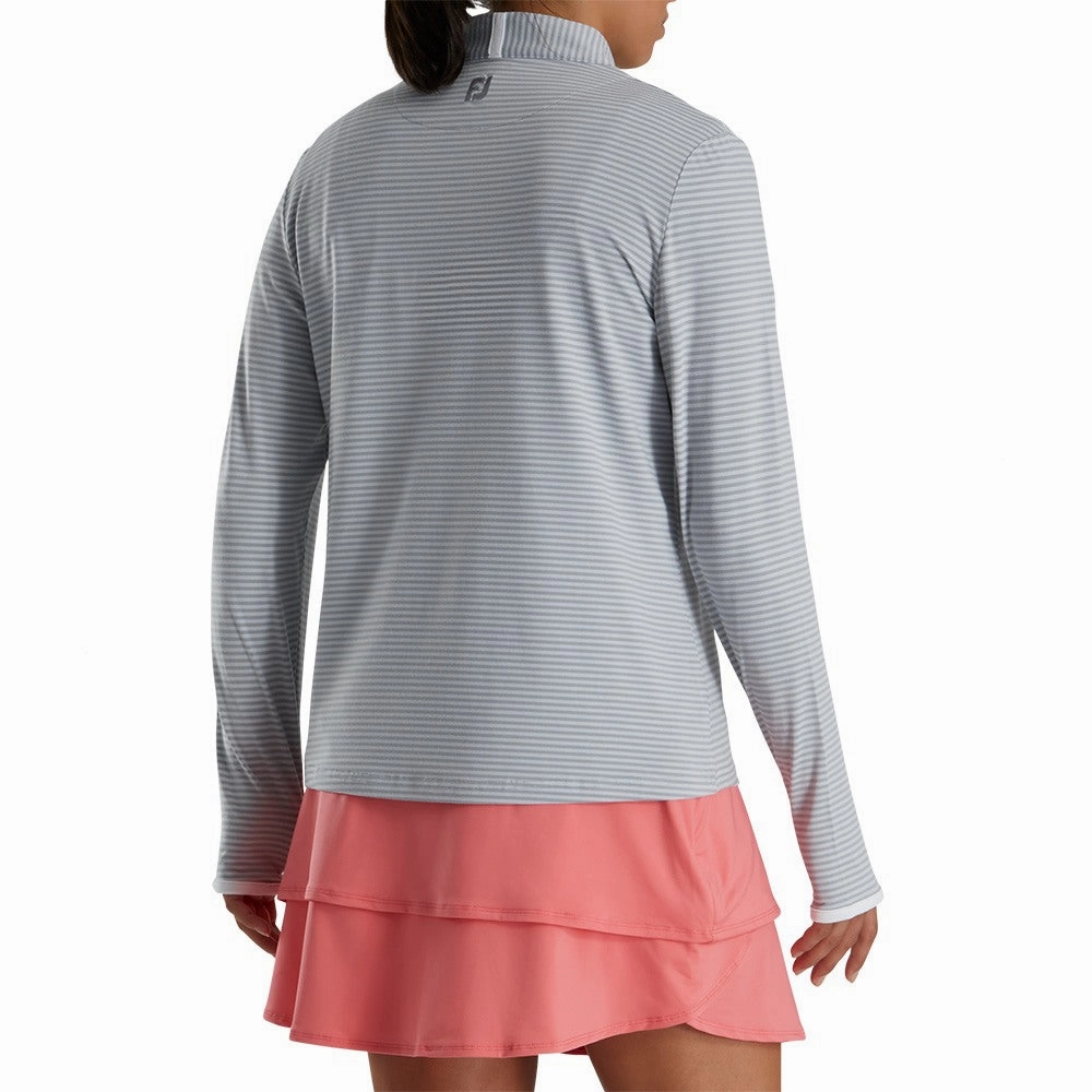 FootJoy Half-Zip Tonal Stripe Midlayer Golf Pullover Gray - FW22 Women