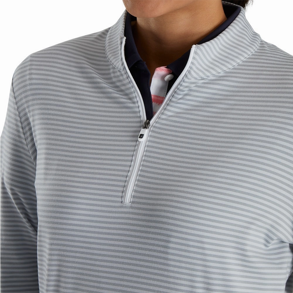 FootJoy Half-Zip Tonal Stripe Midlayer Golf Pullover Gray - FW22 Women