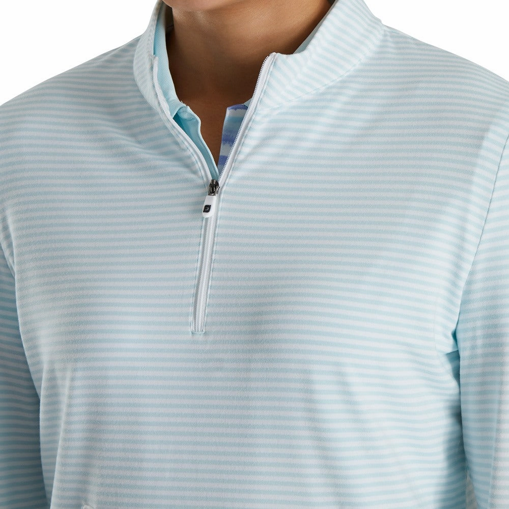 FootJoy Half-Zip Tonal Stripe Midlayer Golf Pullover Sky - FW22 Women