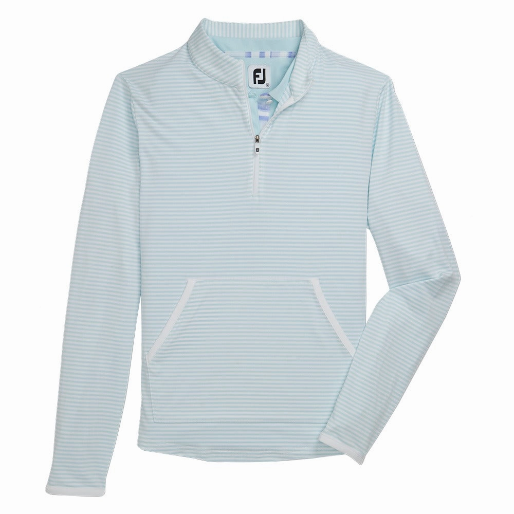 FootJoy Half-Zip Tonal Stripe Midlayer Golf Pullover Sky - FW22 Women