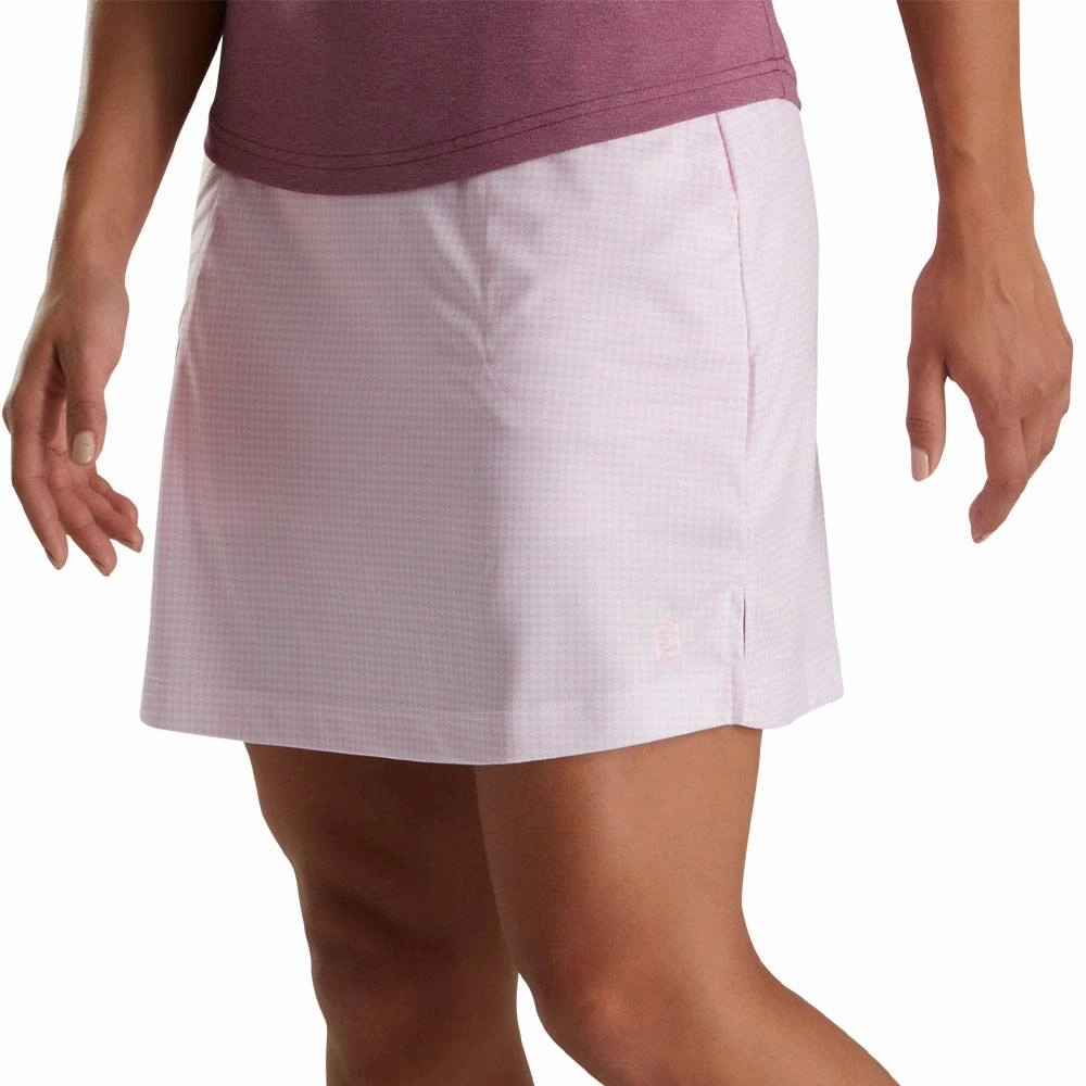 FootJoy Performance Interlock Knit Golf Skort Pink Houndstooth - SS22 Women