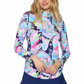 G Lifestyle Q Zip Sun Protection Golf Pullover Navy Golfer - SS25 Women