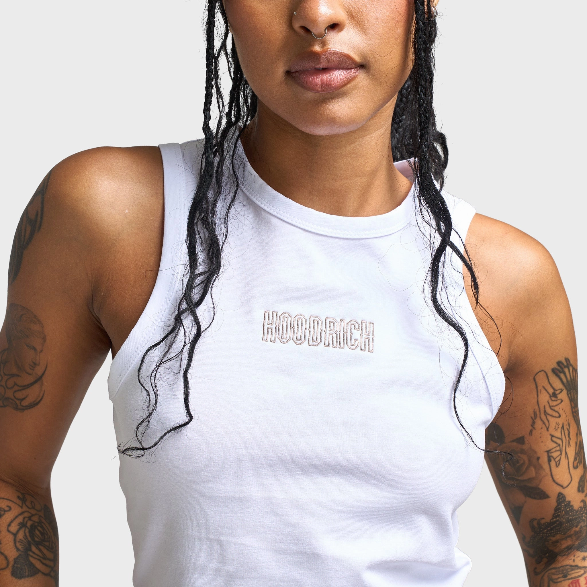 Hoodrich Women's Cosy Racer Tank Top White / Oxford Tan