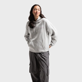 Hoodrich Women's OG Wavy Oversized Hoodie Quiet Grey / White - Festival Bloom