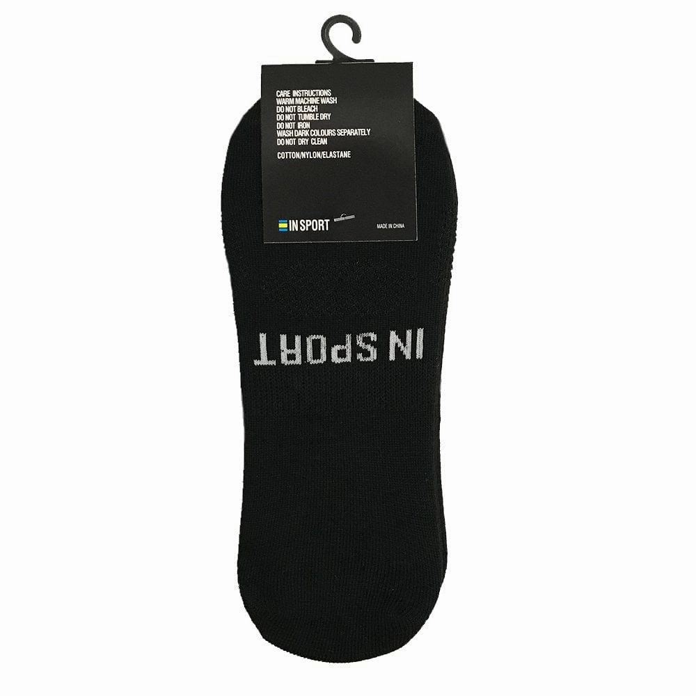 INSPORT UNISEX NO SHOW INVISIBLE 3 PACK BLACK SOCKS