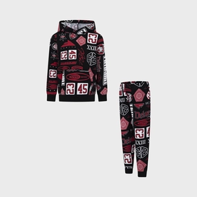 Jordan Child Boys' All-Over-Print Brooklyn Fleece Pullover Hoodie Set / Black
