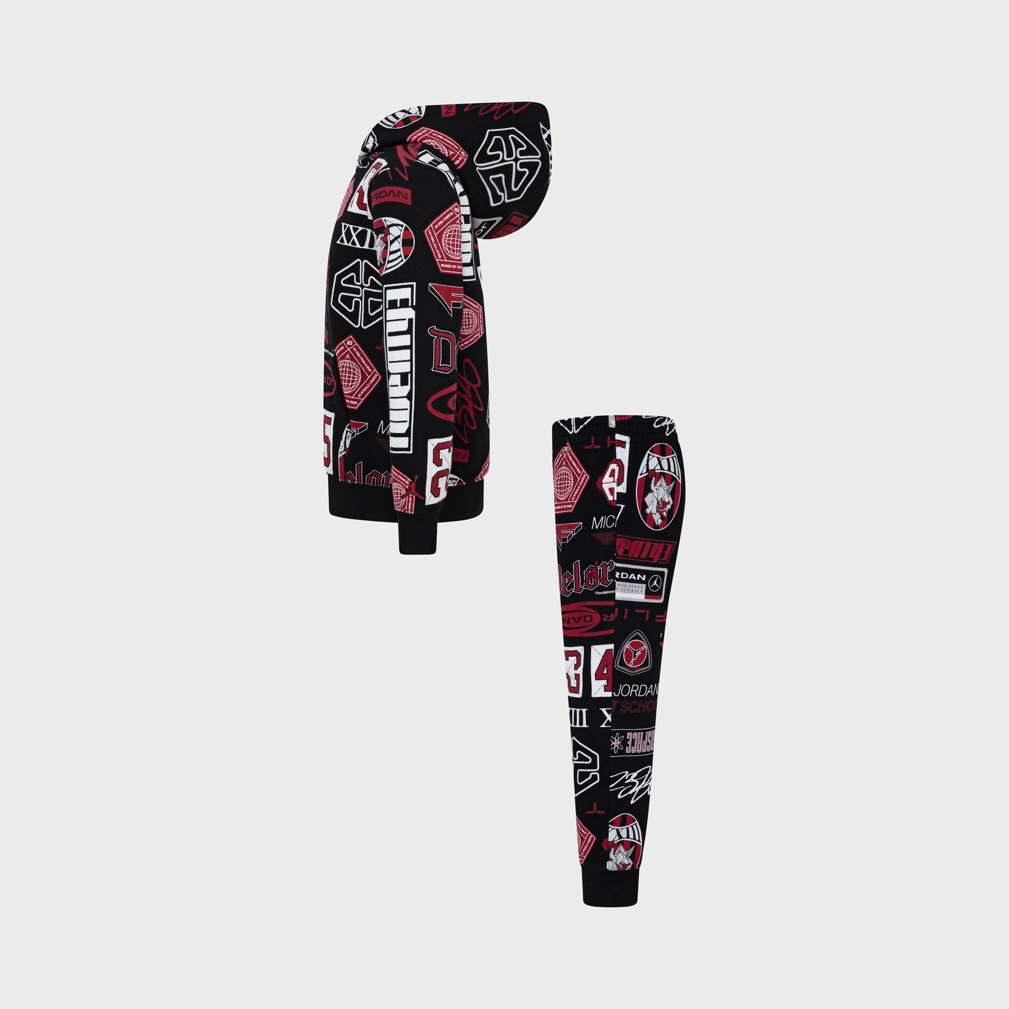 Jordan Child Boys' All-Over-Print Brooklyn Fleece Pullover Hoodie Set / Black