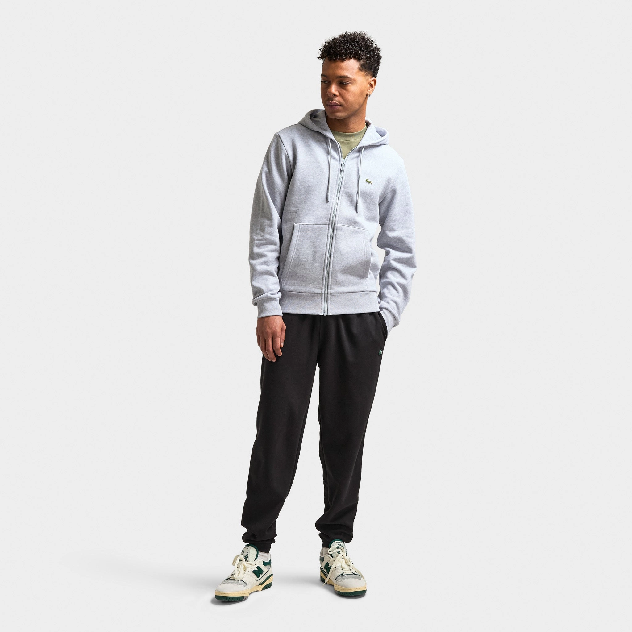 Lacoste Long Sleeve Solid Full-Zip Sweatshirt / Silver Chine